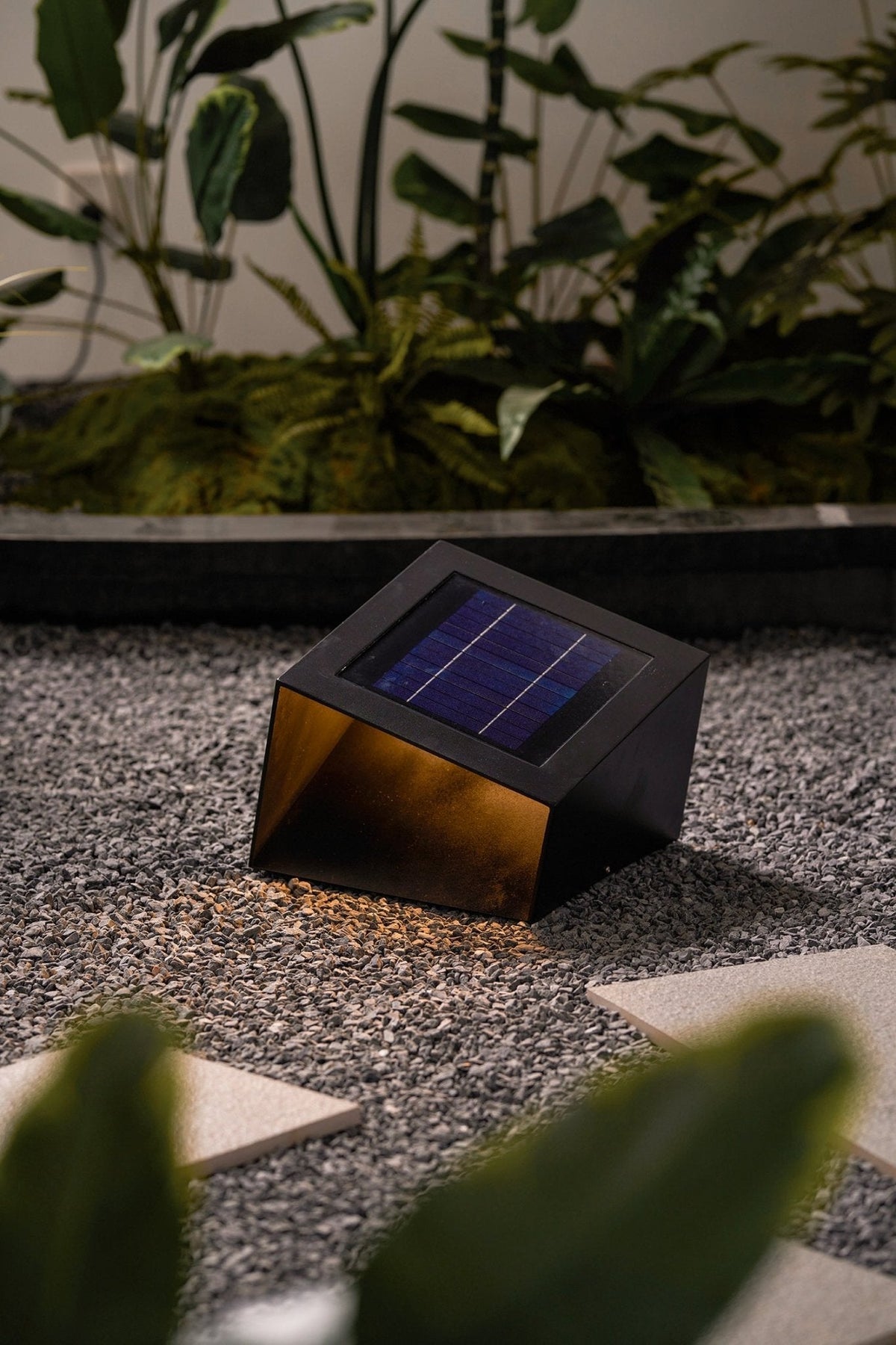 Evsore luminaria exterior cubo jardín solar único