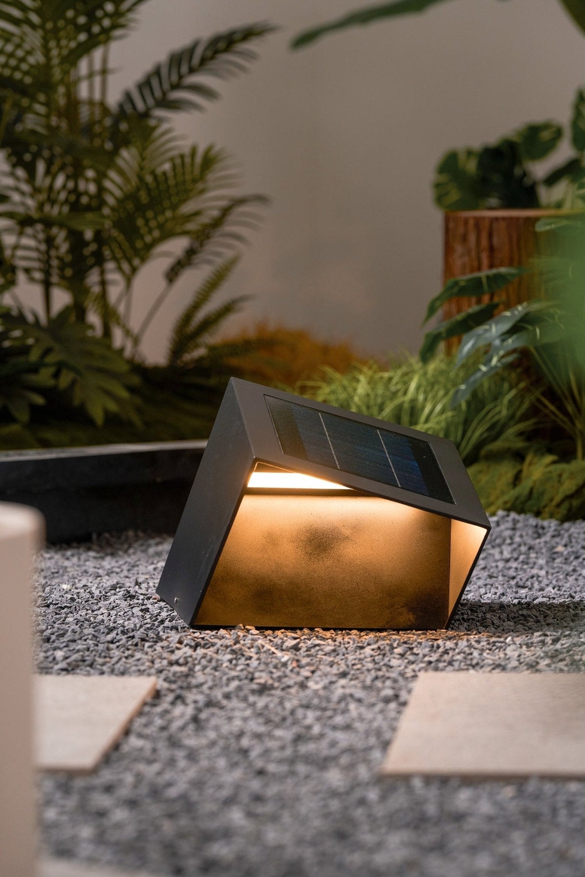 Evsore luminaria exterior cubo jardín solar único