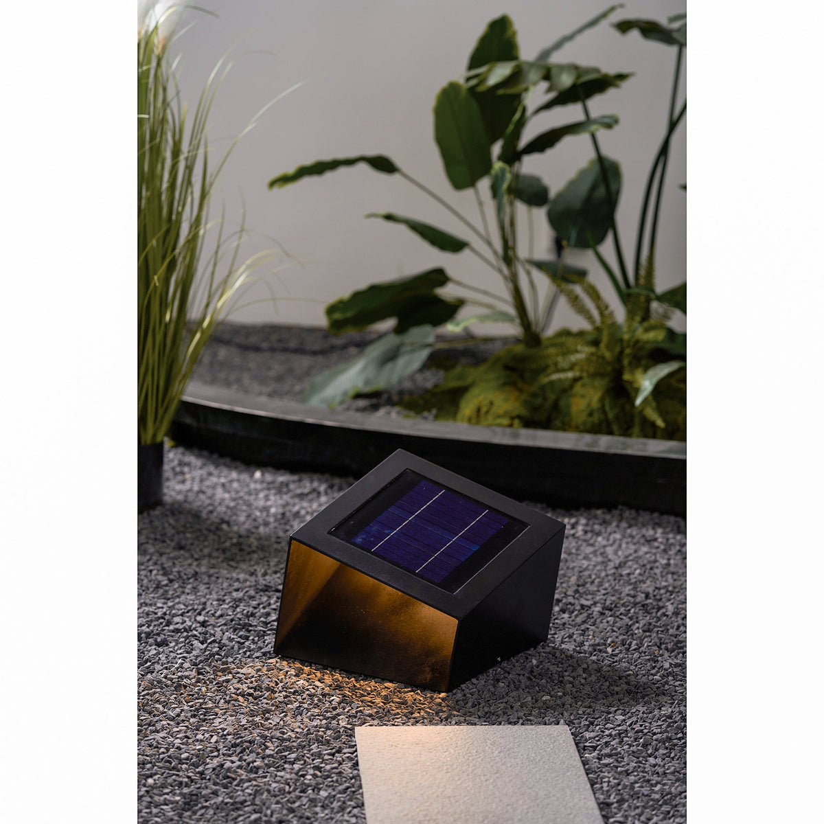 Evsore luminaria exterior cubo jardín solar único
