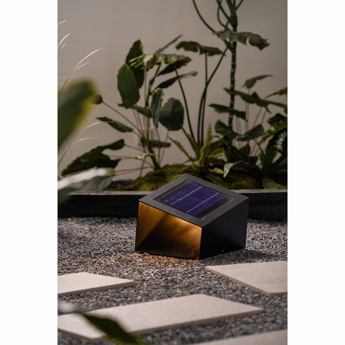 Evsore luminaria exterior cubo jardín solar único
