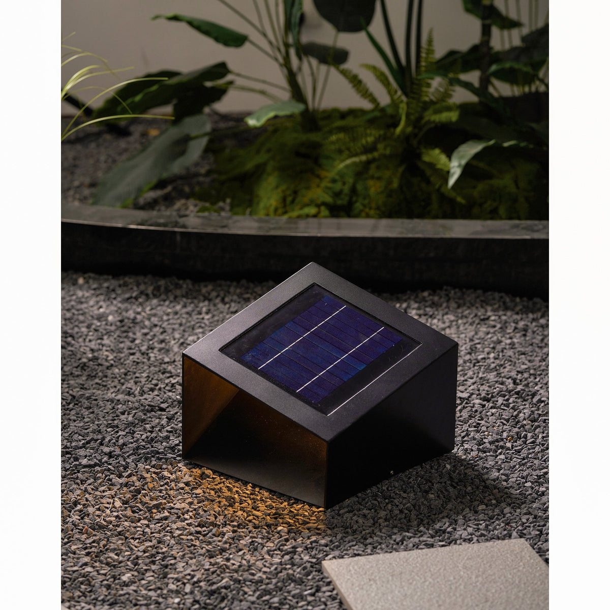 Evsore luminaria exterior cubo jardín solar único