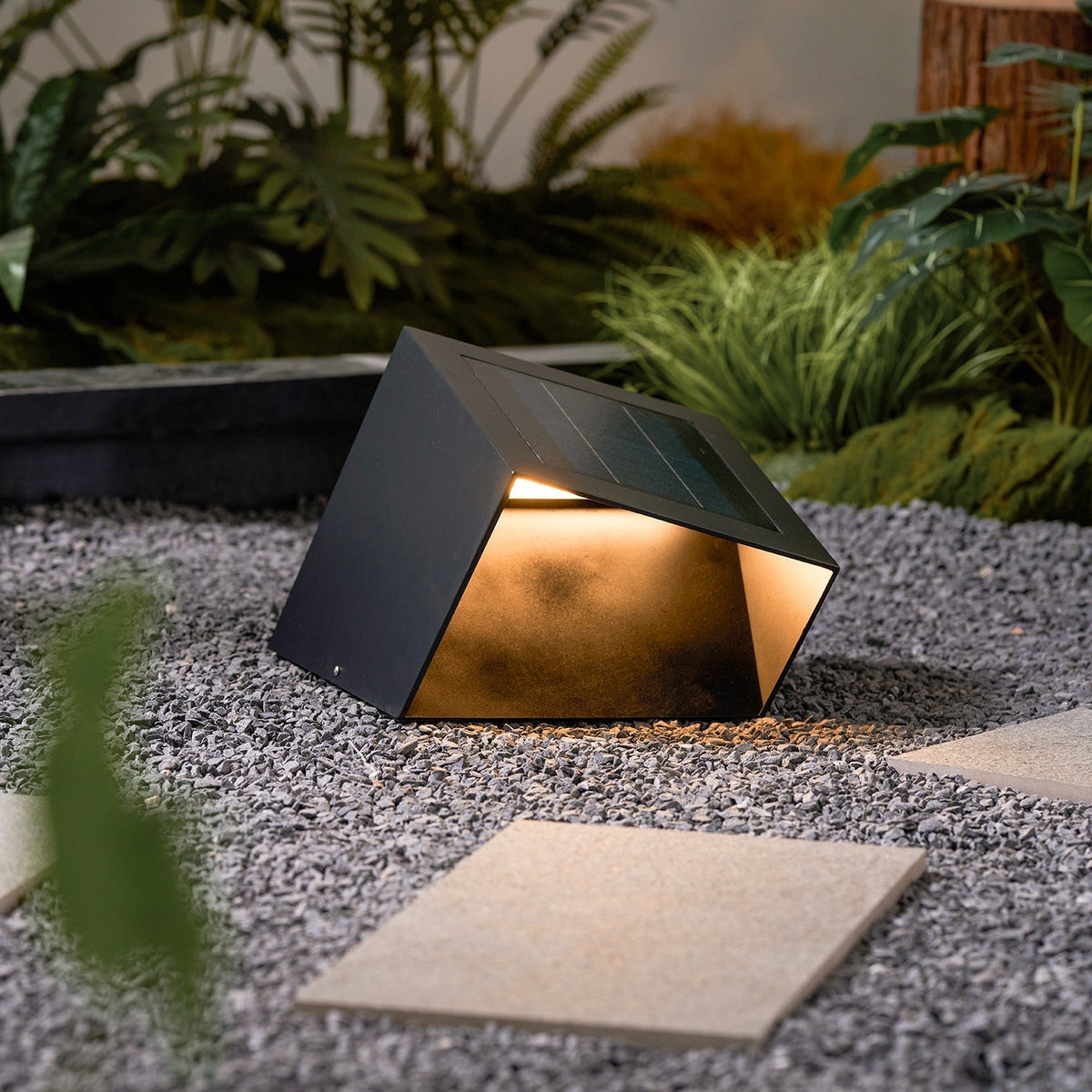 Evsore luminaria exterior cubo jardín solar único