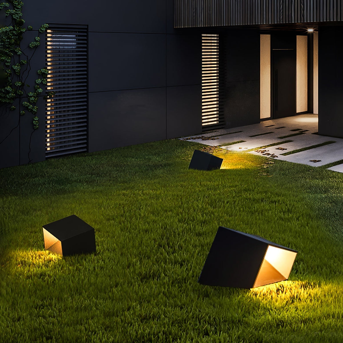 Evsore luminaria exterior cubo jardín solar único
