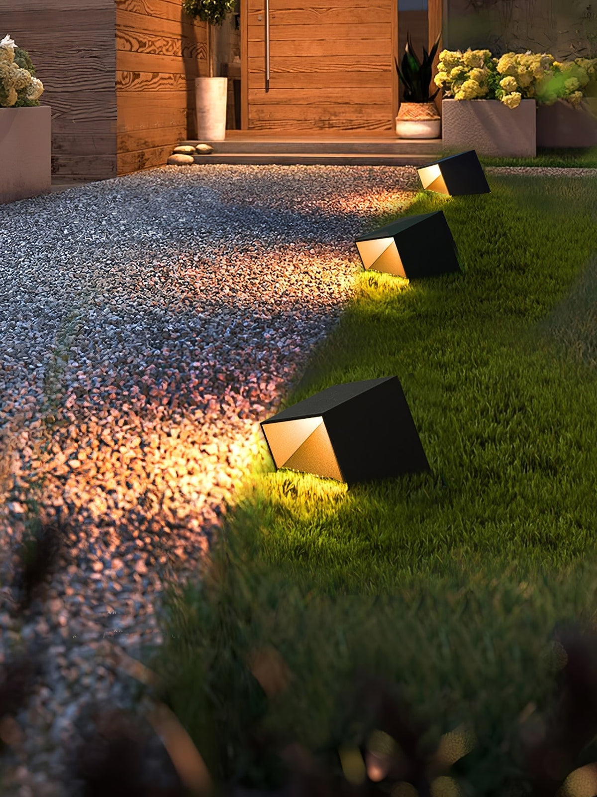 Evsore luminaria exterior cubo jardín solar único