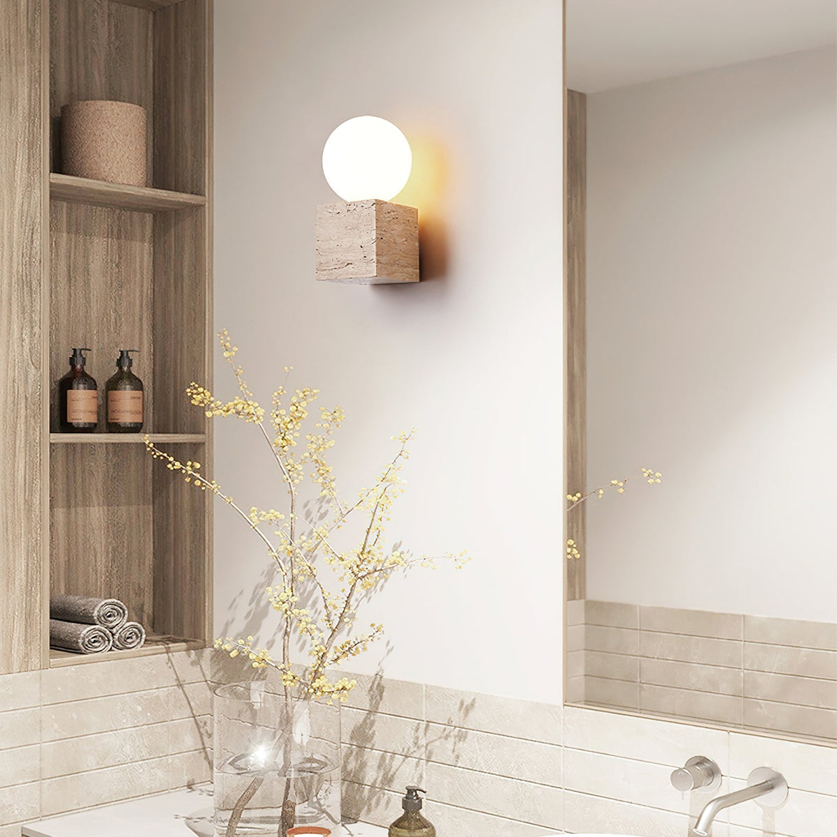 Eurlaean Cube-Base travertino aplique de pared