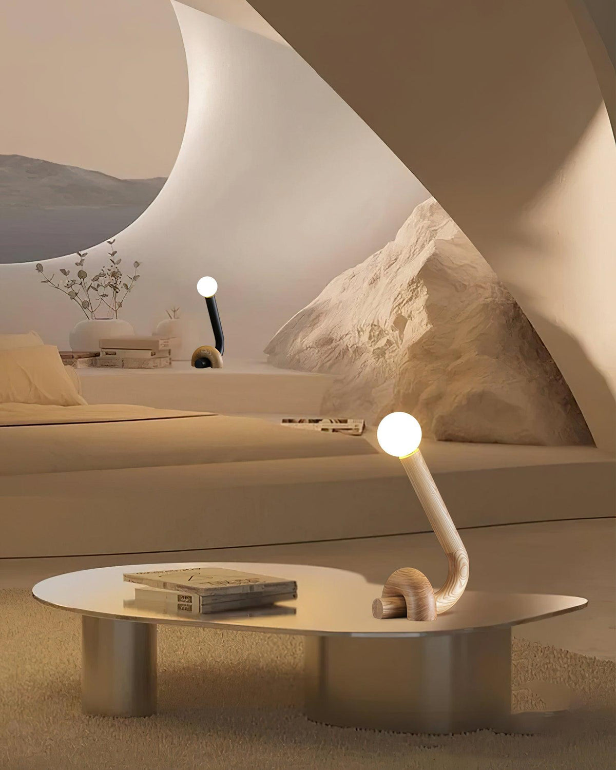 Arcus lámpara de mesa de madera