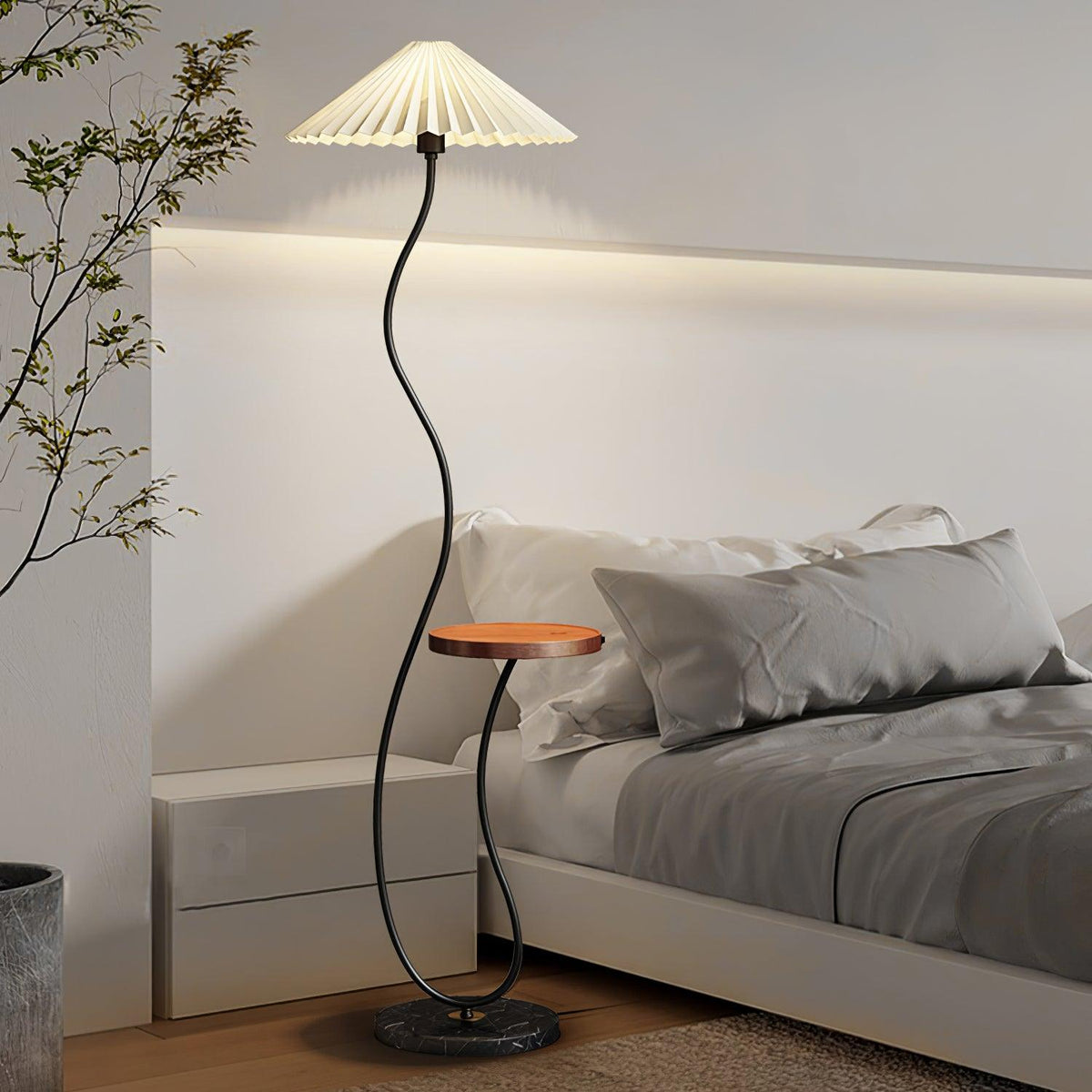 Ghel lámpara de pie minimalista de madera