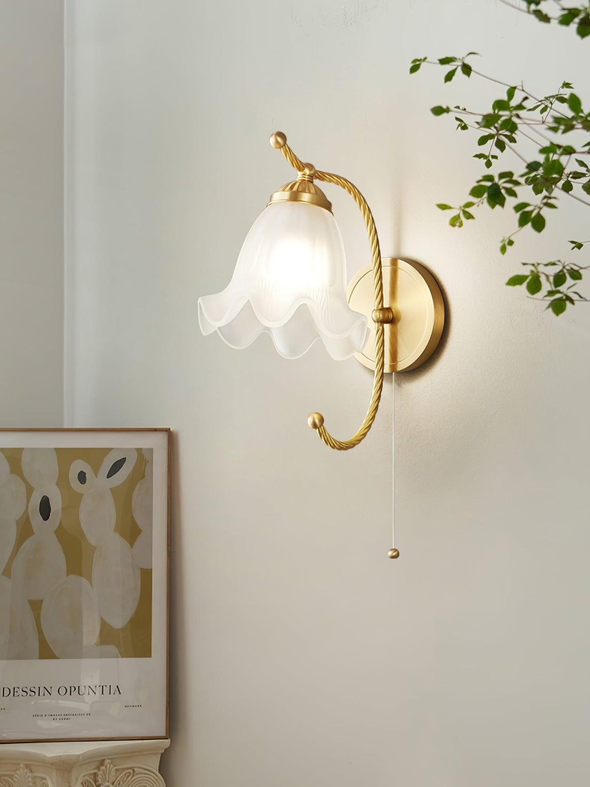 Celisenne aplique de pared cuello de cisne de latón con pantalla de vidrio esmerilado