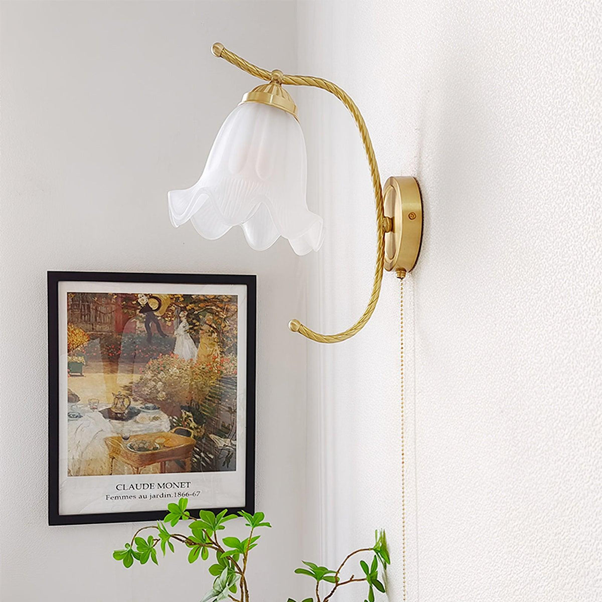 Celisenne aplique de pared cuello de cisne de latón con pantalla de vidrio esmerilado