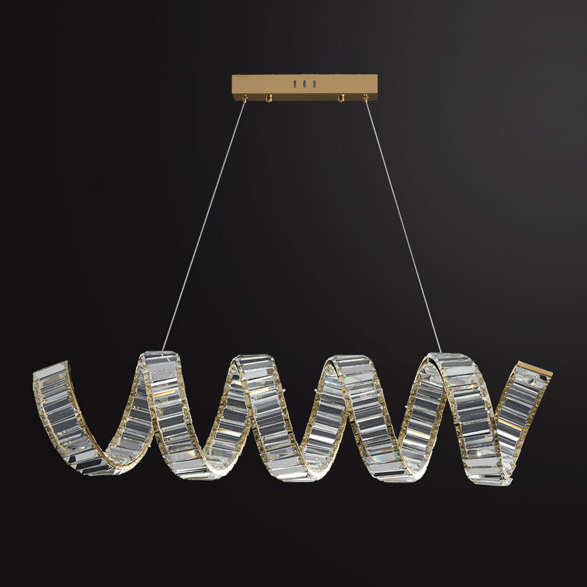 Luxielle lámpara de araña LED curva con cristal lujoso