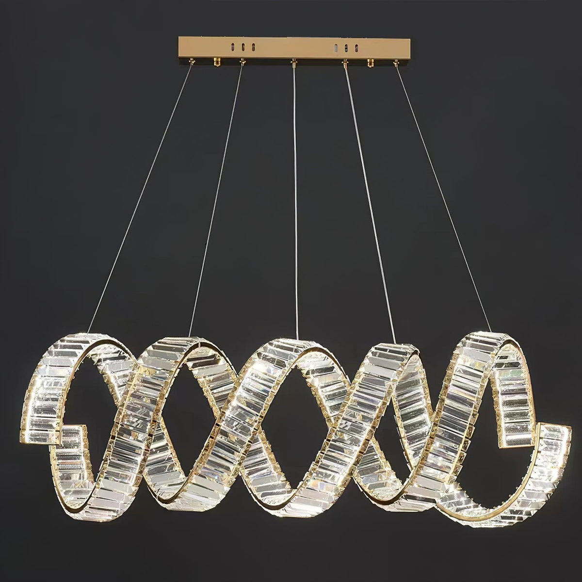 Luxielle lámpara de araña LED curva con cristal lujoso