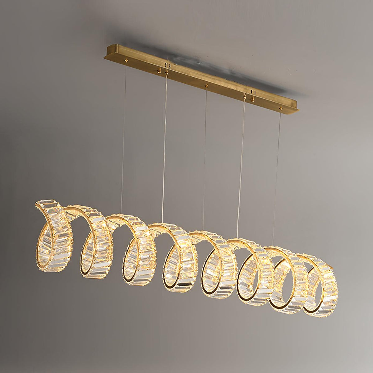 Luxielle lámpara de araña LED curva con cristal lujoso
