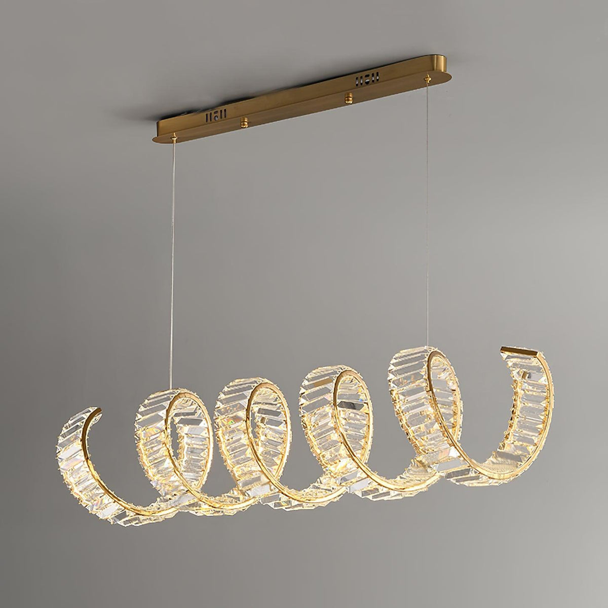 Luxielle lámpara de araña LED curva con cristal lujoso
