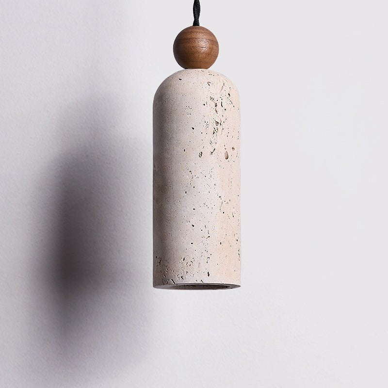 Lámpara colgante Cylinder con perlas de madera
