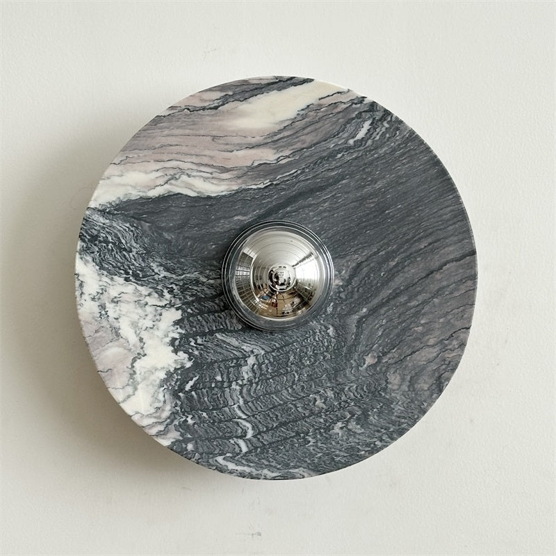 Zeno Redondo Cromo Mármol Pared Aplique