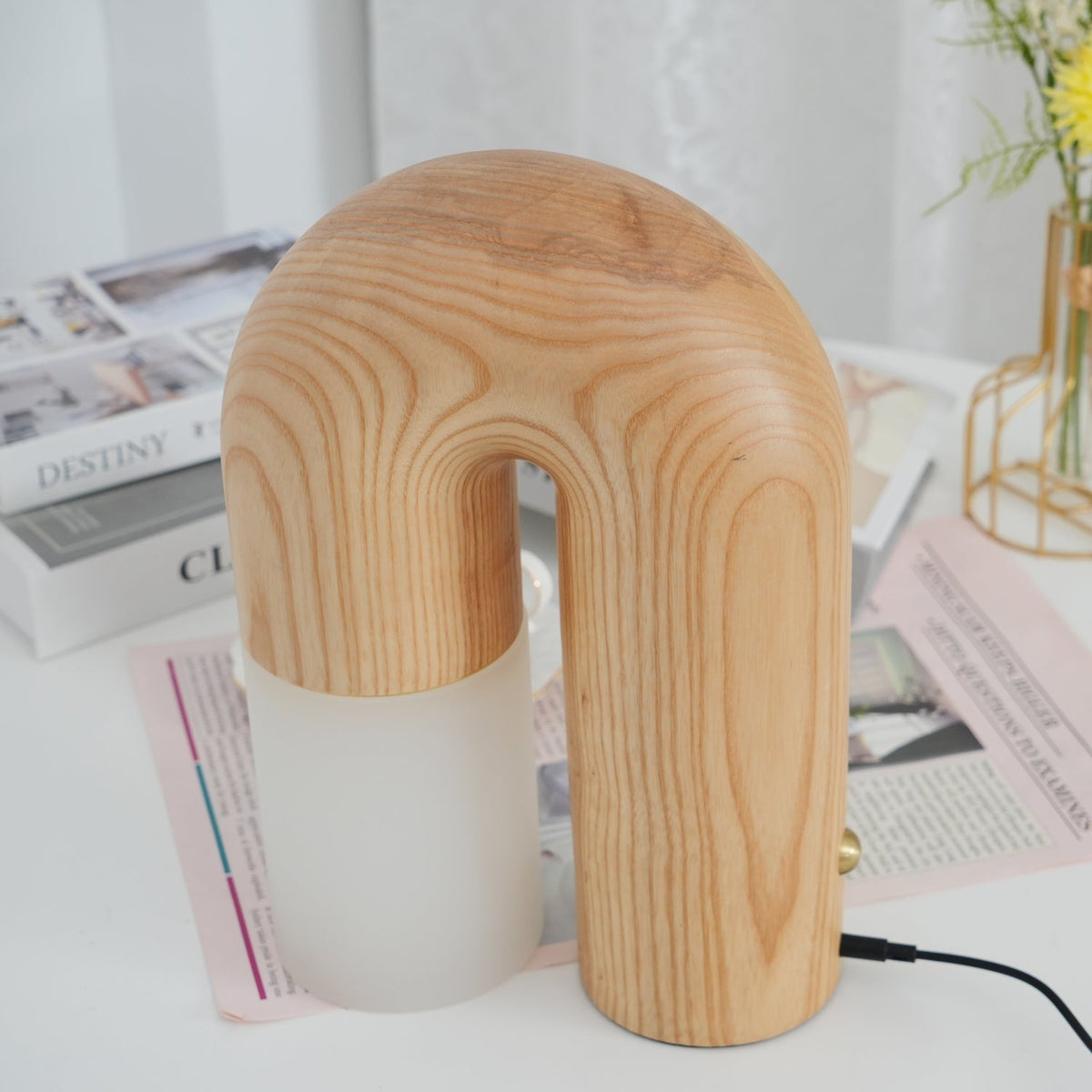 Arch lámpara de mesa de madera
