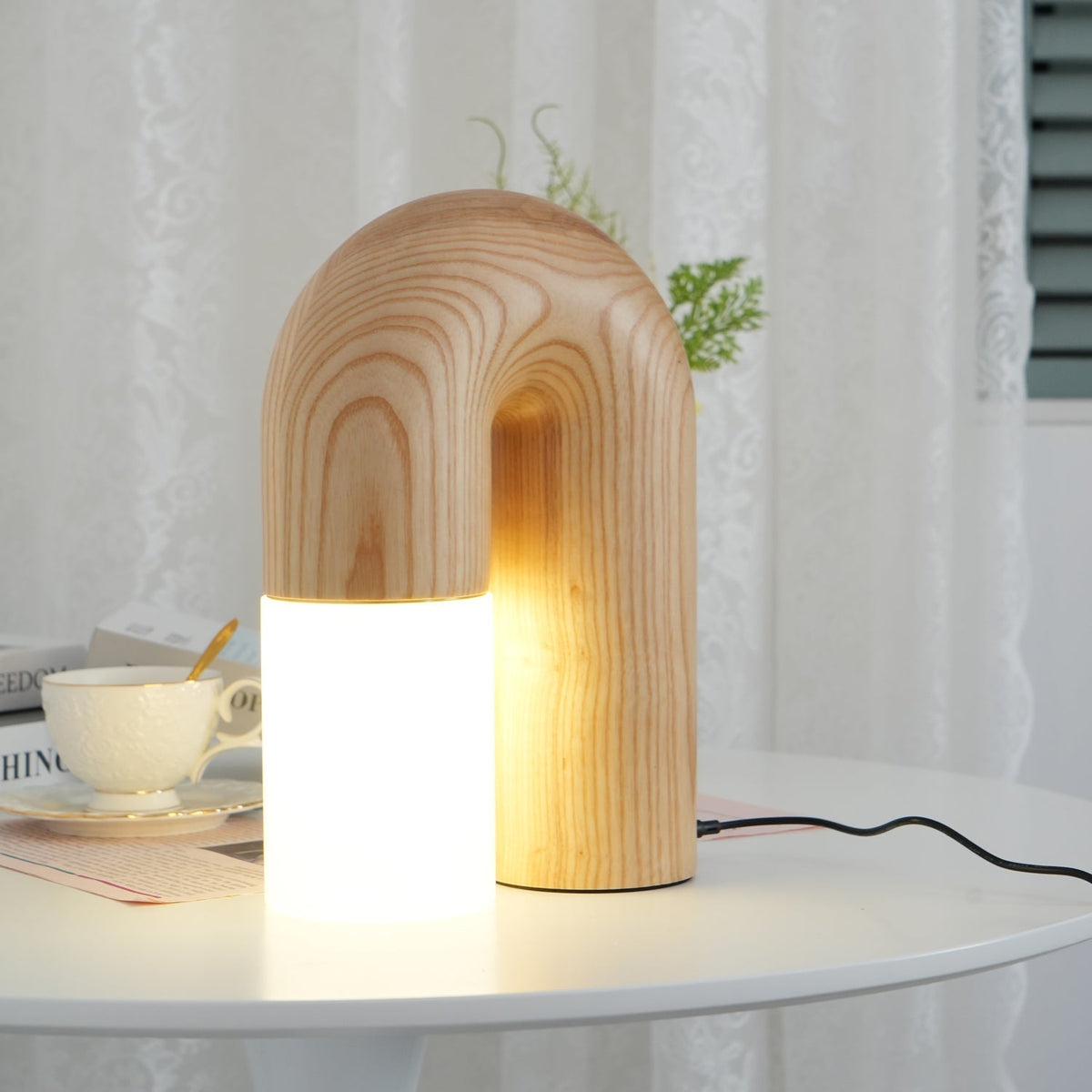 Arch lámpara de mesa de madera