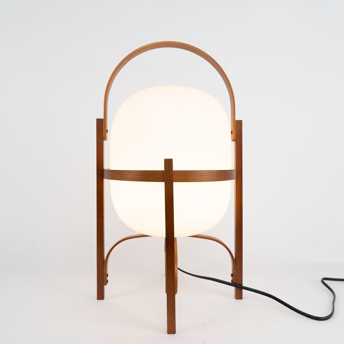 Lethra lámpara de mesa de madera y vidrio