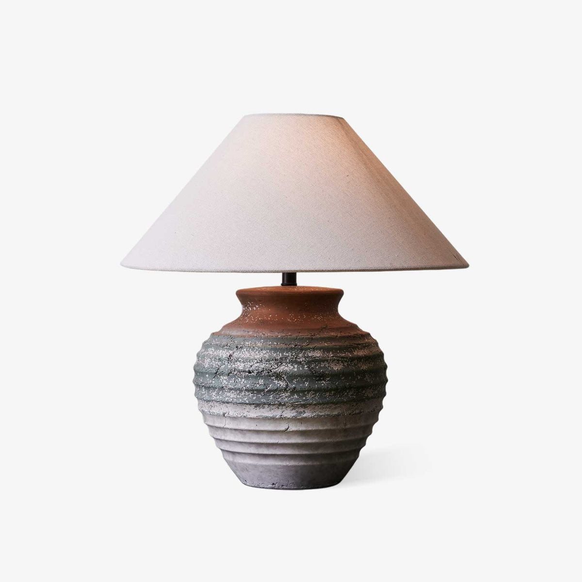 Rax lámpara de mesa tradicional de tejido Terracota y Beige