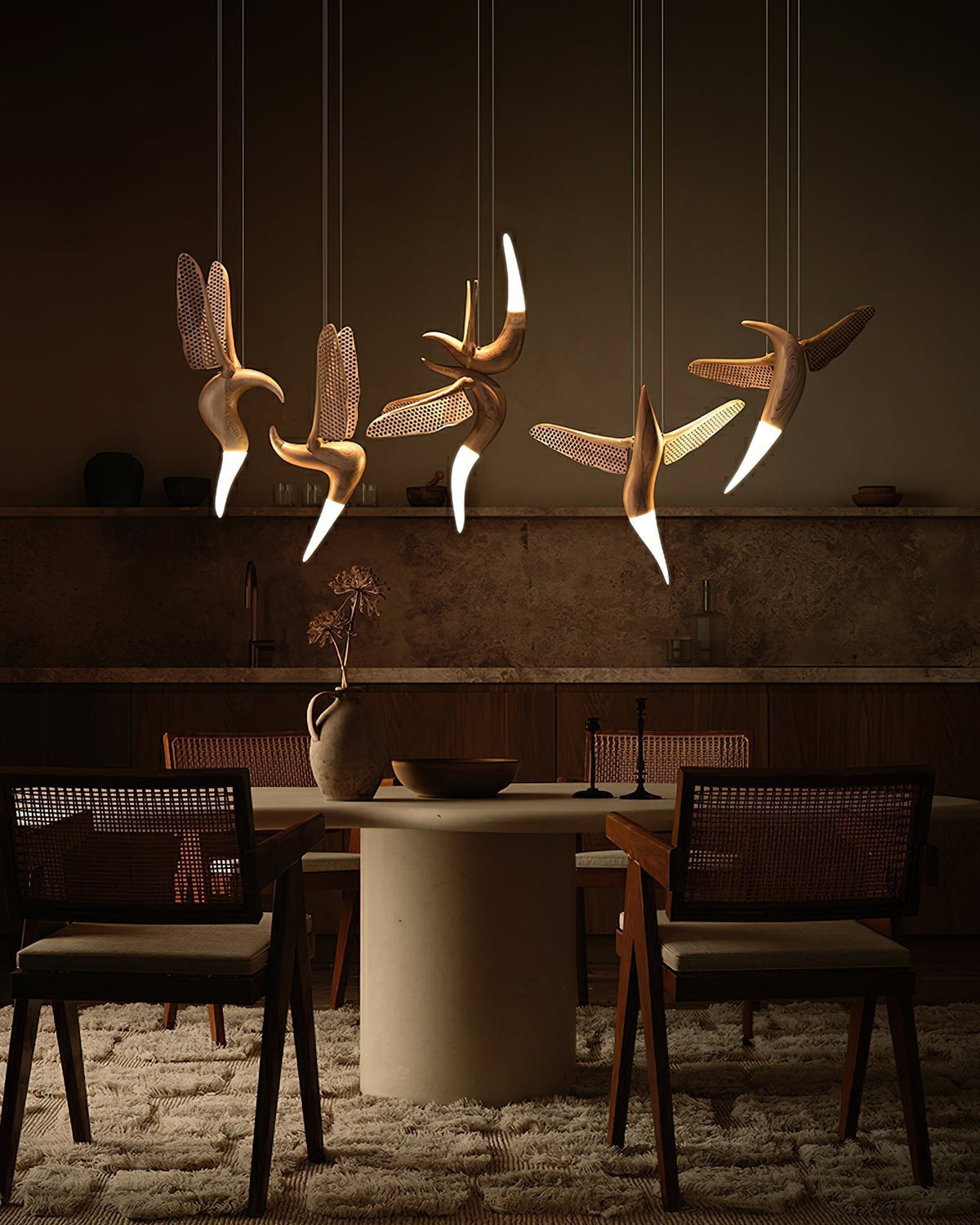 Elsilor lámpara colgante Avian-Inspired de madera