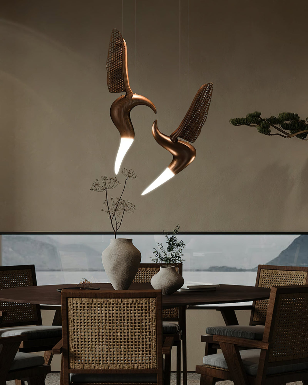 Elsilor lámpara colgante Avian-Inspired de madera