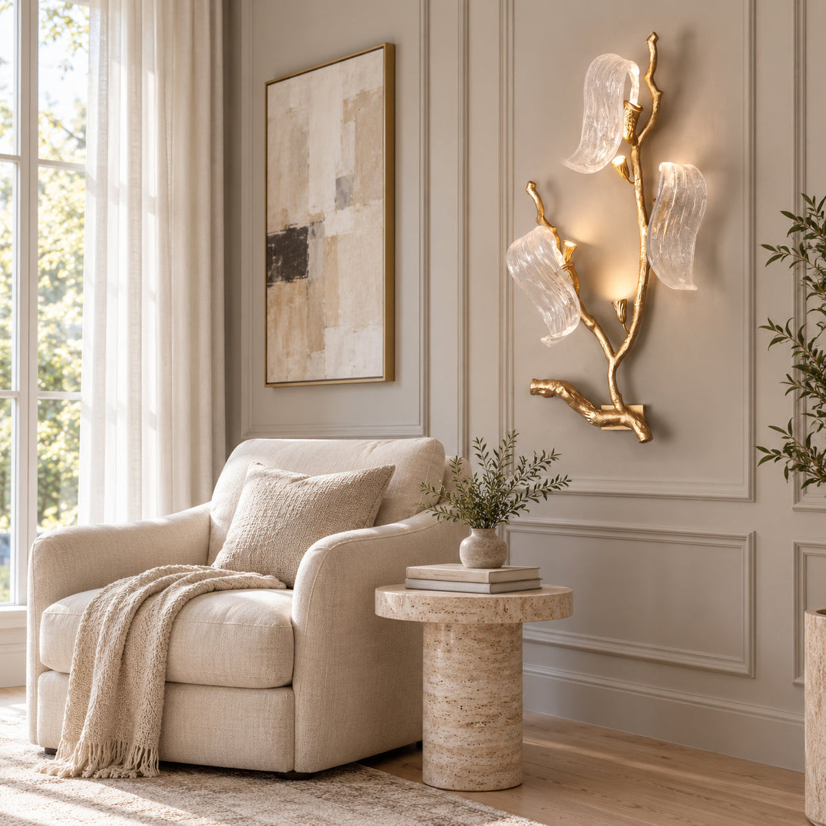 Jorrenstone Aplique de pared de ramas con cintas de vidrio