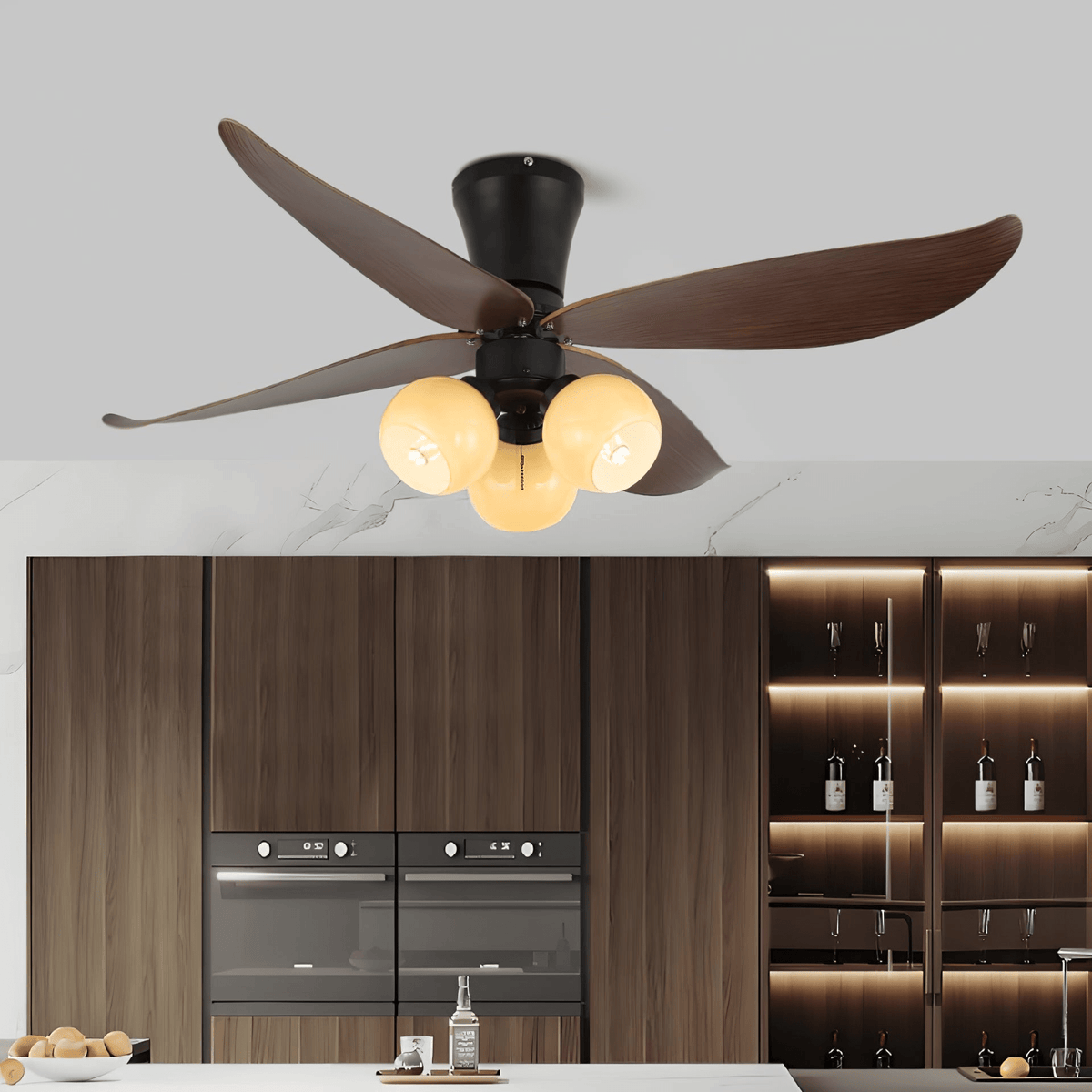 Lunair ventilador de techo con luz Vintage de madera y vidrio
