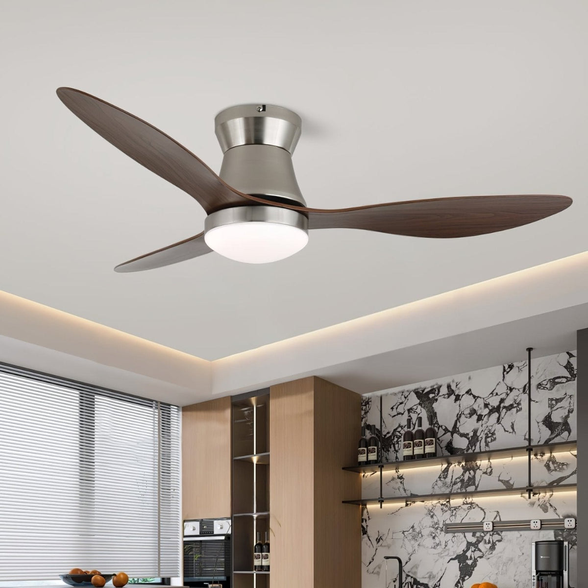 Zerath ventilador de techo con luz moderno de madera