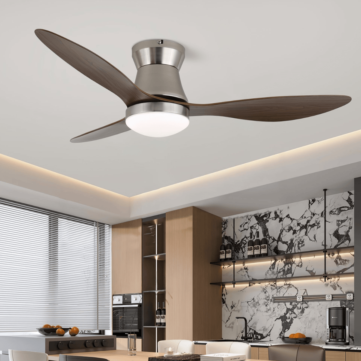 Zerath ventilador de techo con luz moderno de madera