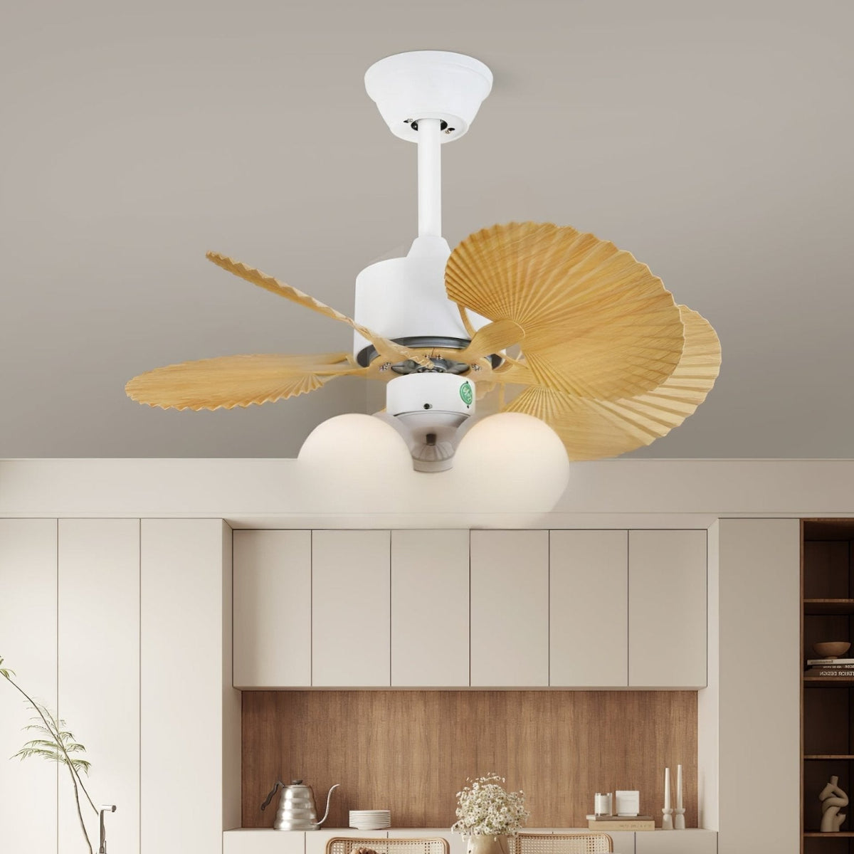 Elvoelle ventilador de techo con luz Vintage de madera y vidrio