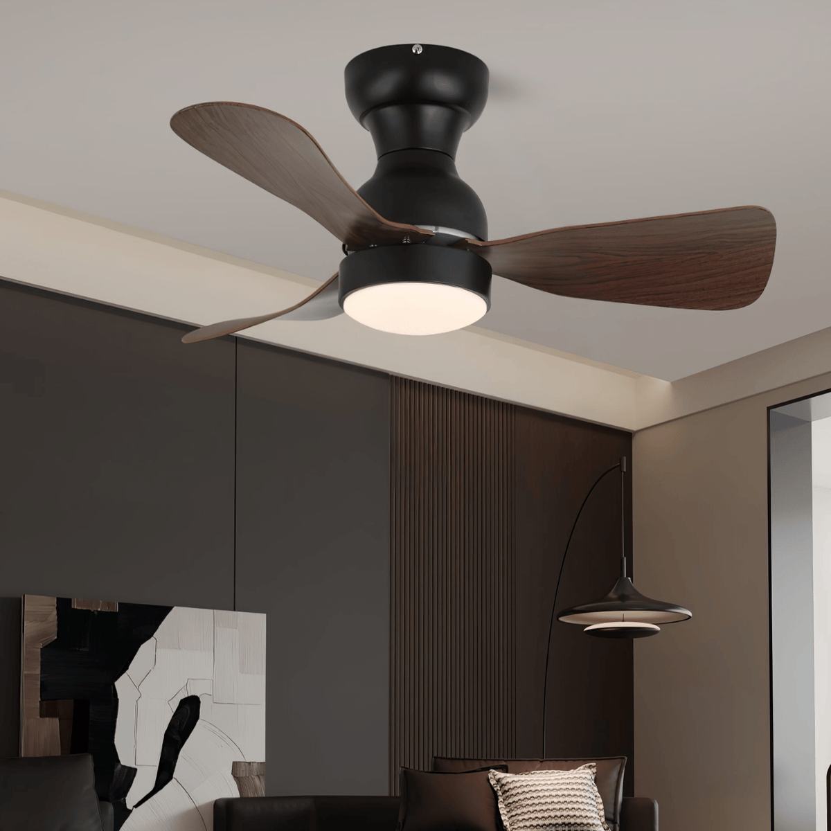 Aurdorus ventilador de techo con luz moderno de madera