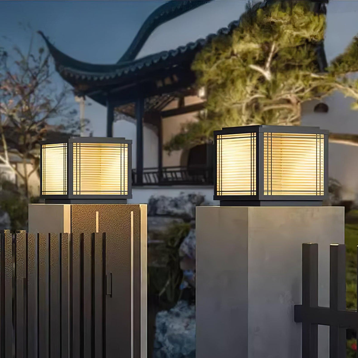 Glorin lámpara de mesa en acero inspirada en Japón