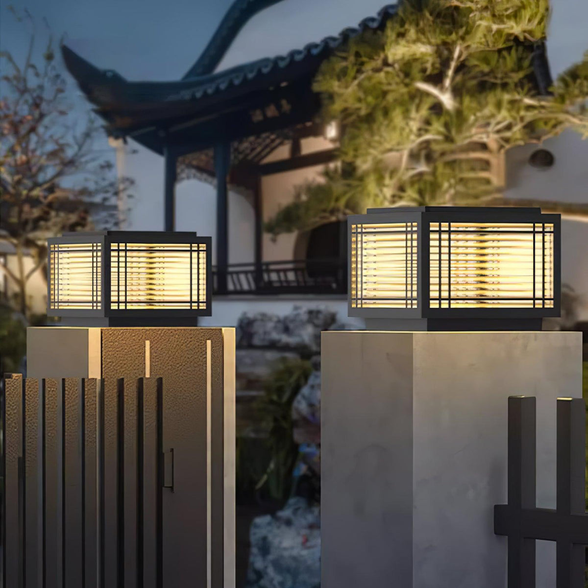 Glorin lámpara de mesa en acero inspirada en Japón