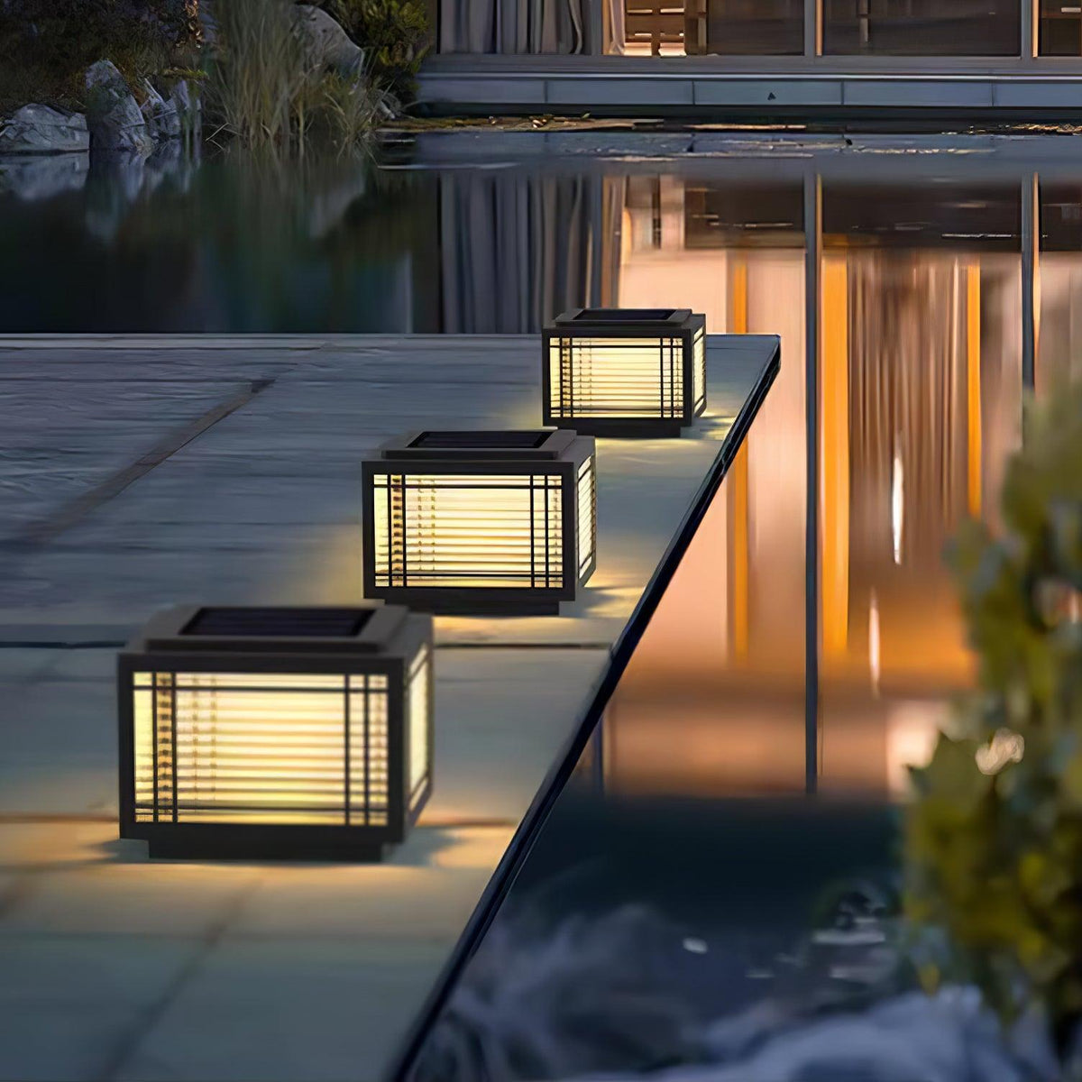 Glorin lámpara de mesa en acero inspirada en Japón