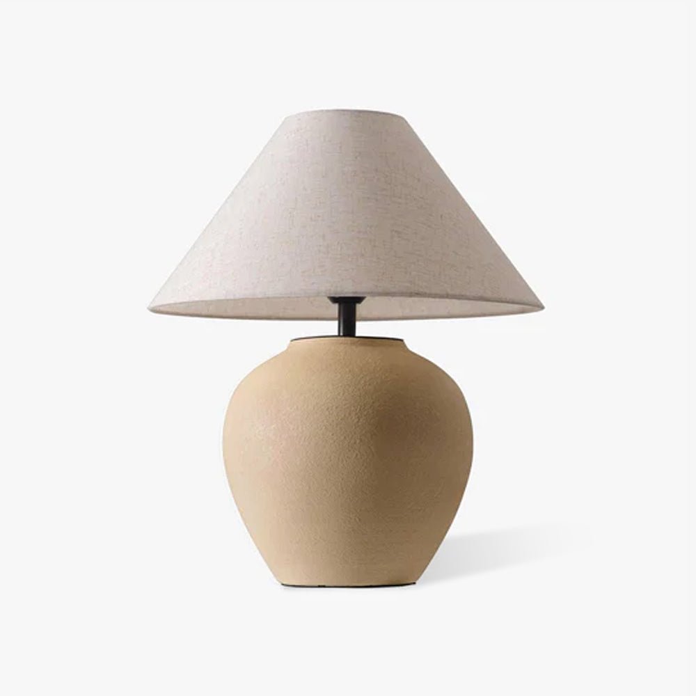Lumian lámpara de mesa rústica de tejido y cerámica beige