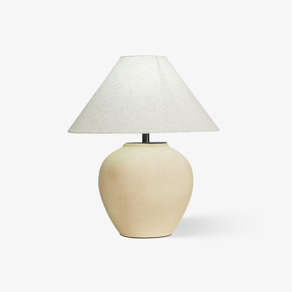 Lumian lámpara de mesa rústica de tejido y cerámica beige