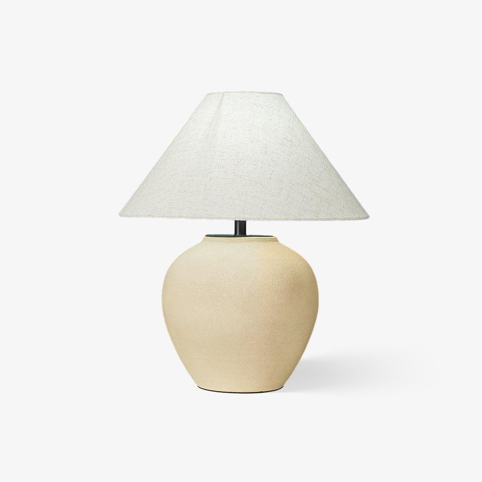 Lumian lámpara de mesa rústica de tejido y cerámica beige
