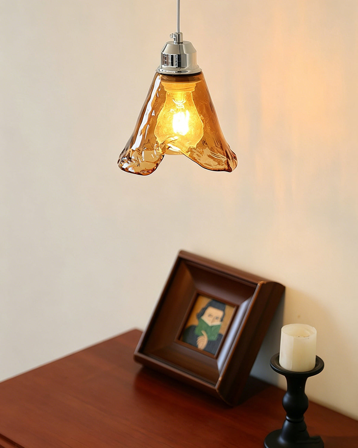 Amber lámpara colgante de vidrio ámbar