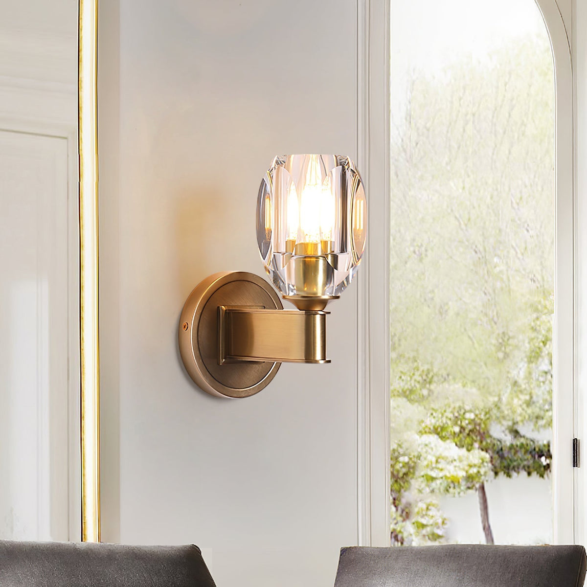 Tostor aplique de pared Premium nórdico de arte en diamante con pantalla de cristal