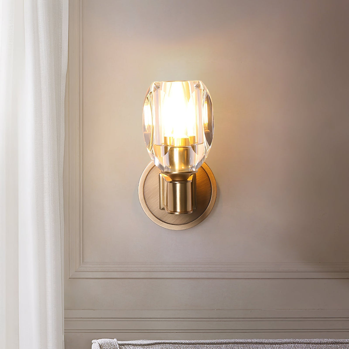 Tostor aplique de pared Premium nórdico de arte en diamante con pantalla de cristal