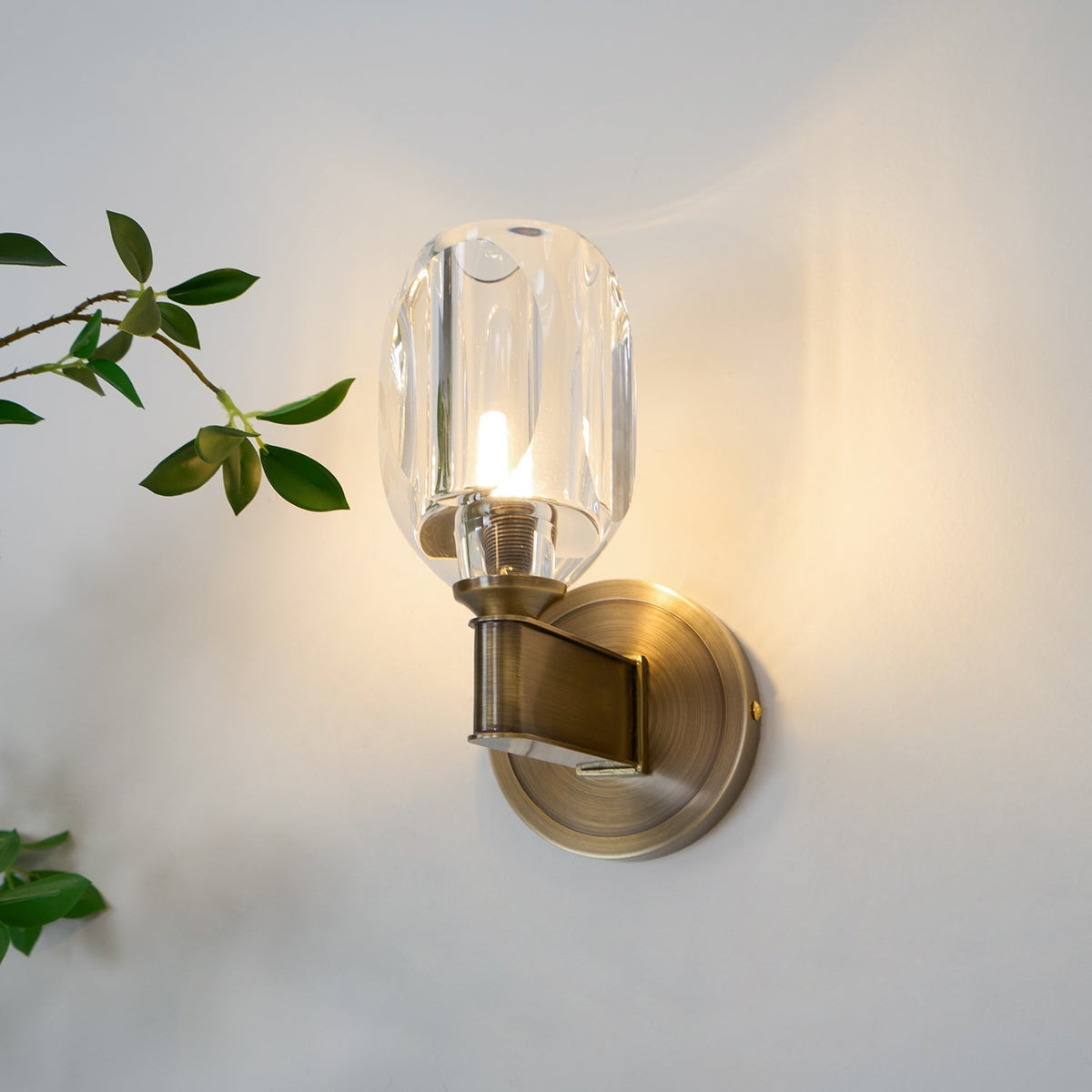 Tostor aplique de pared Premium nórdico de arte en diamante con pantalla de cristal