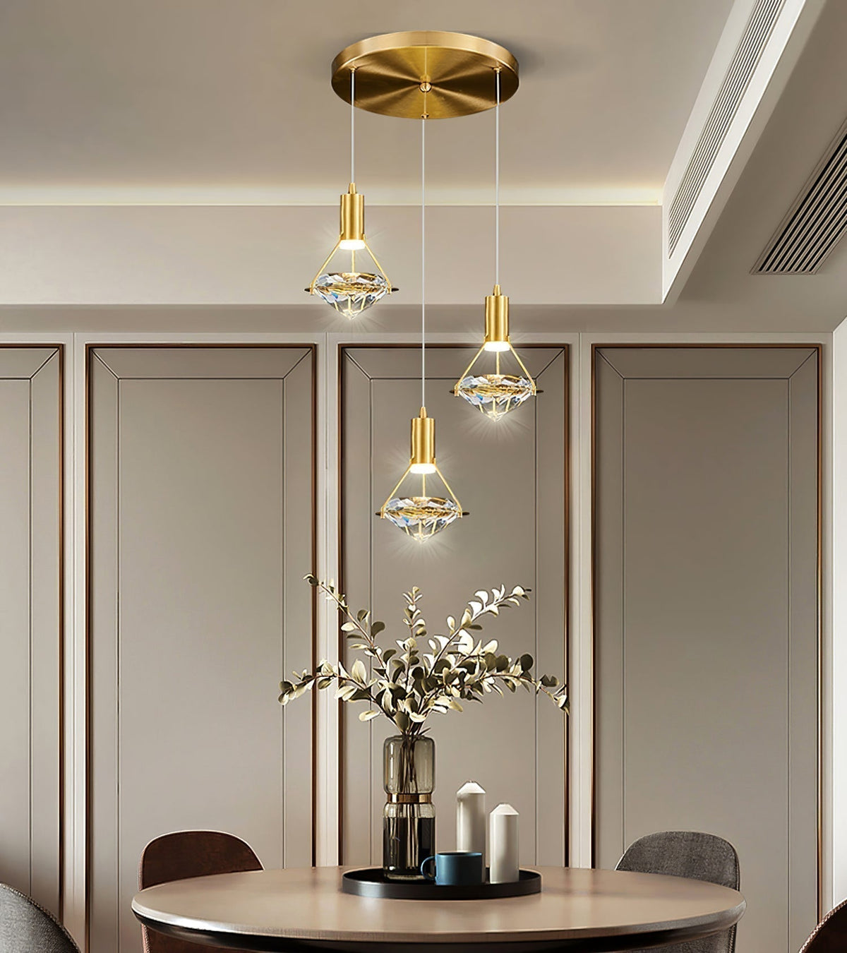 Cira lámpara colgante de latón con cristal elegante