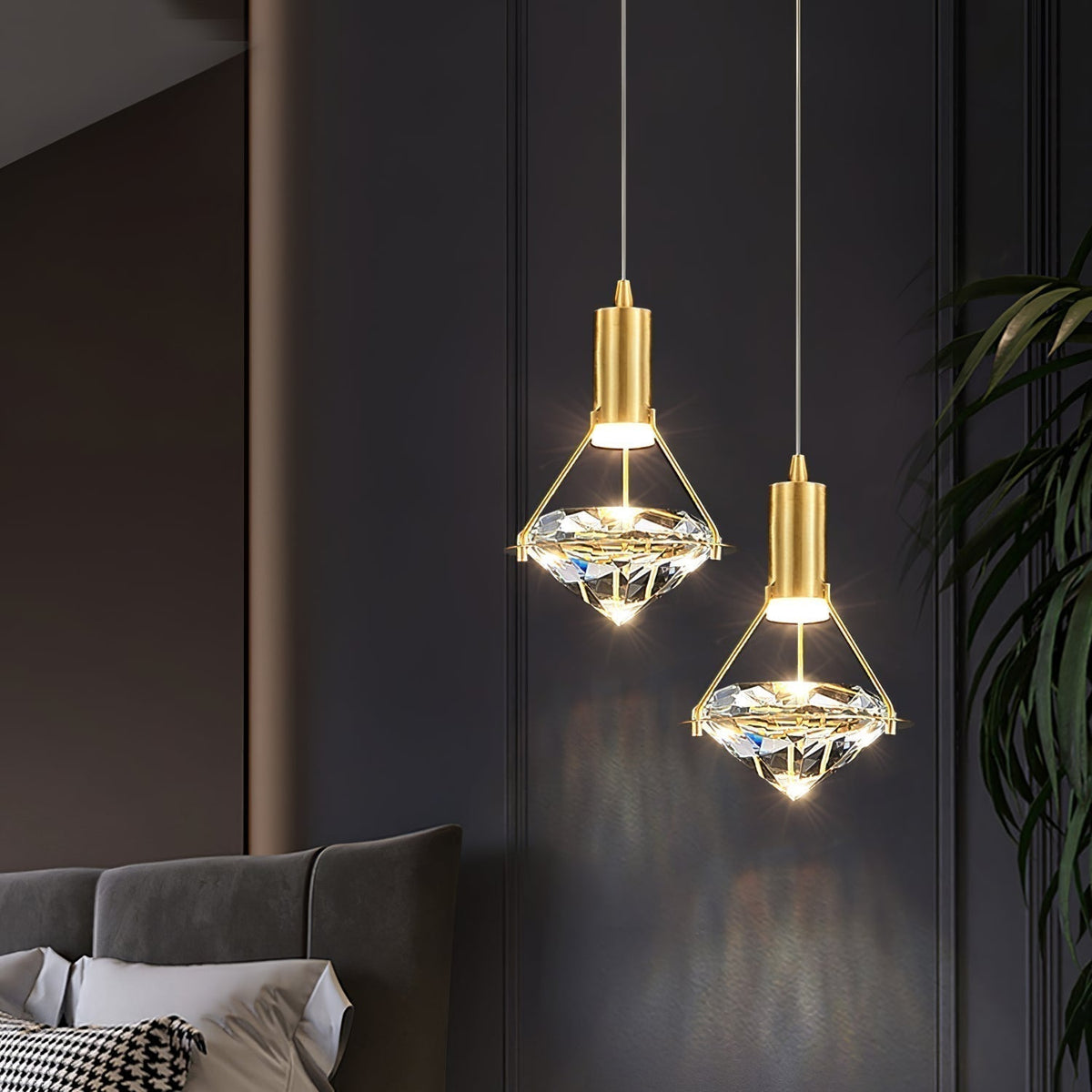 Cira lámpara colgante de latón con cristal elegante