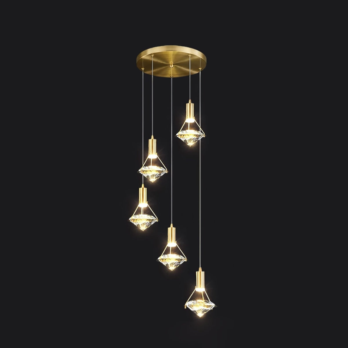 Cira lámpara colgante de latón con cristal elegante