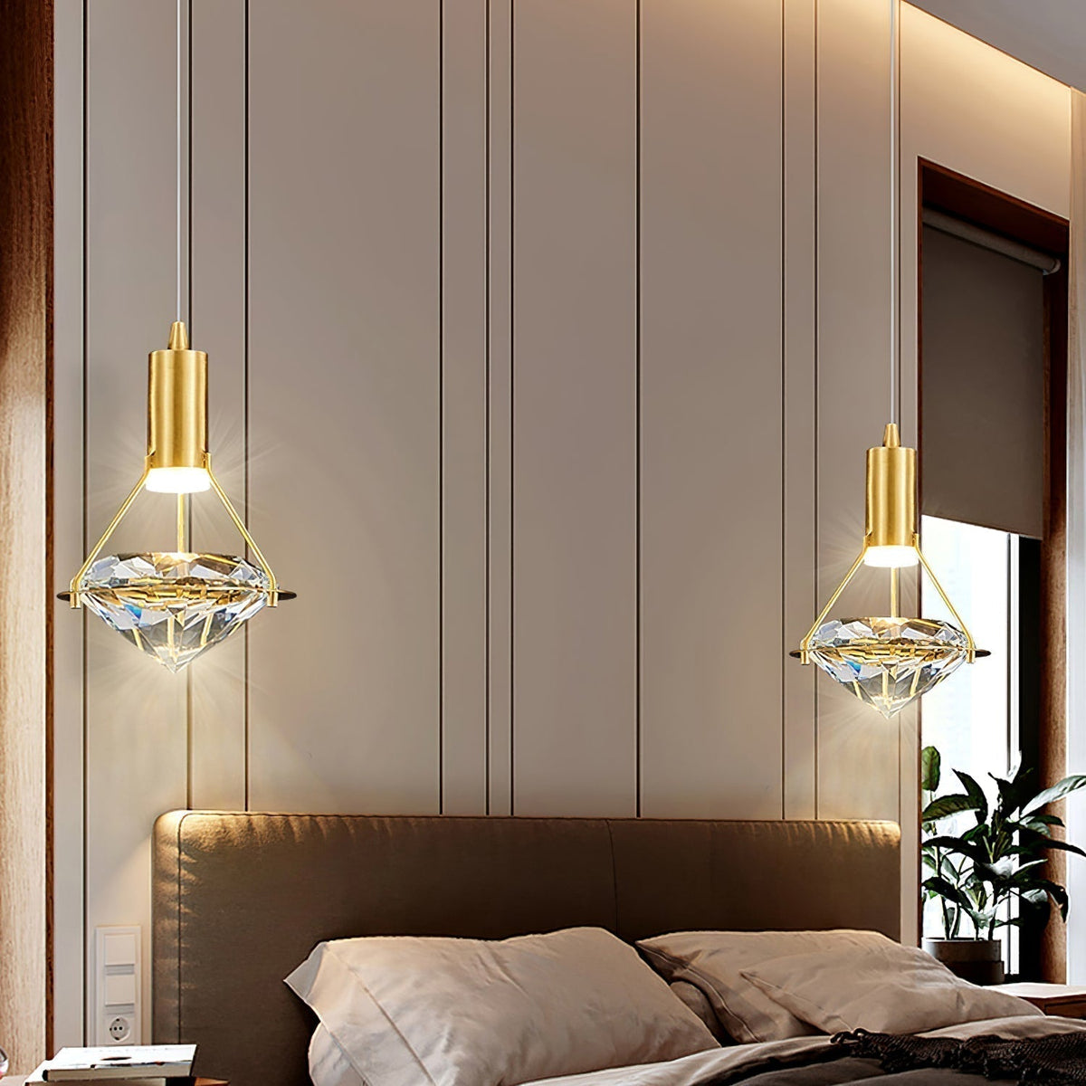 Cira lámpara colgante de latón con cristal elegante