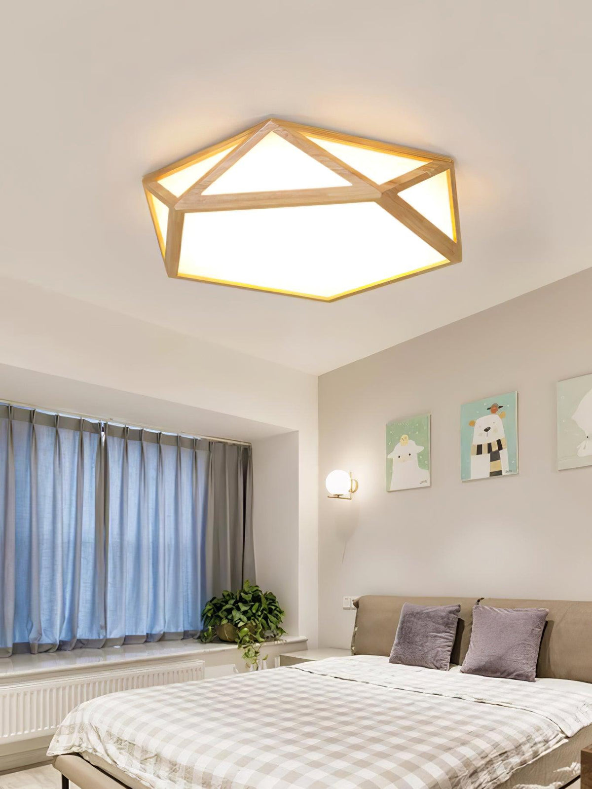 Syleneria lámpara de techo moderna en forma de diamante de madera