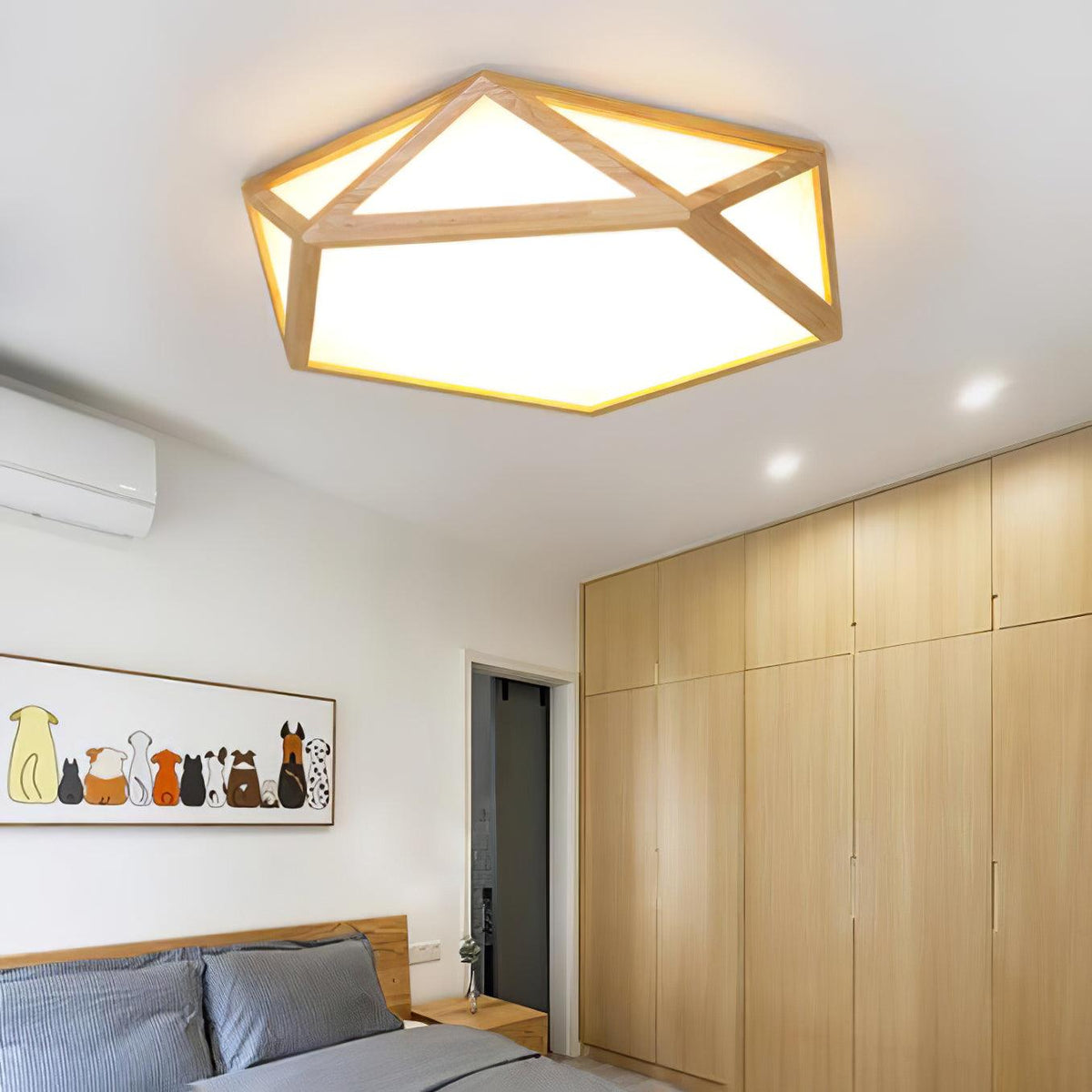Syleneria lámpara de techo moderna en forma de diamante de madera
