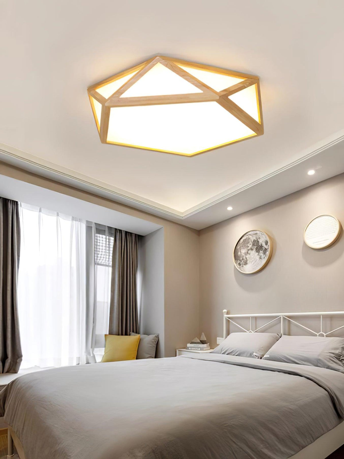 Syleneria lámpara de techo moderna en forma de diamante de madera