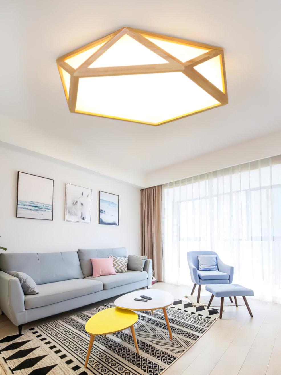 Syleneria lámpara de techo moderna en forma de diamante de madera