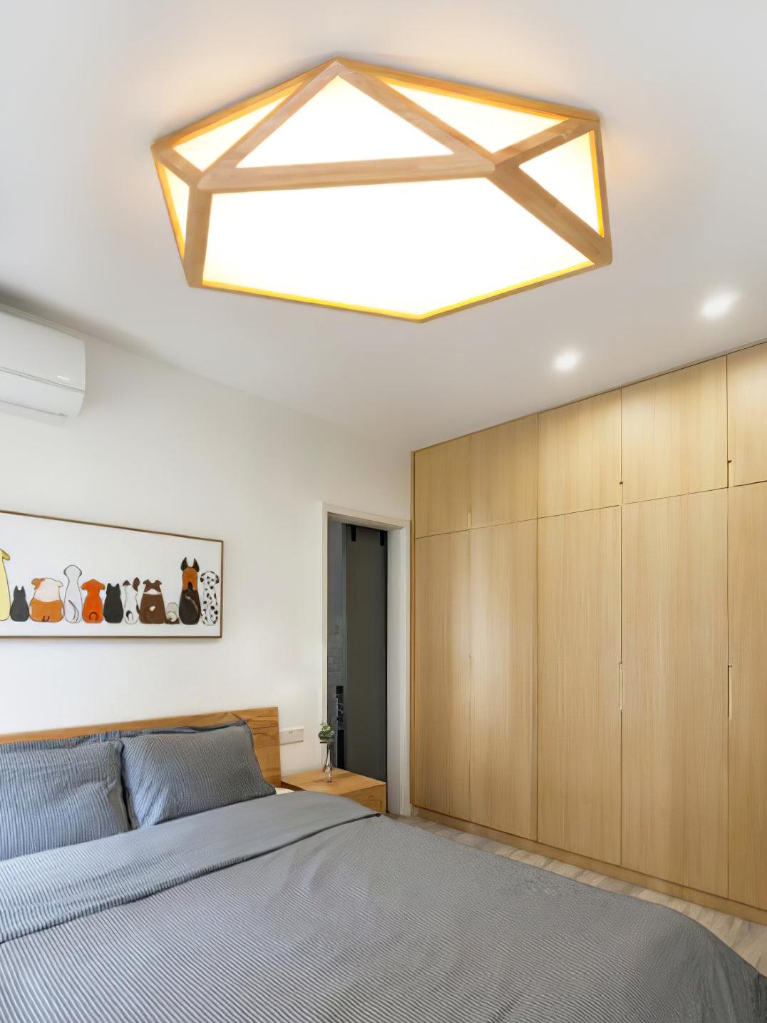 Syleneria lámpara de techo moderna en forma de diamante de madera